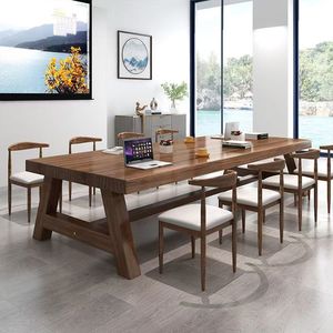 Mesa de Conferencia Rectangular de Madera Maciza, Mesa de Reuniones de Oficina con Juego de Sillas, Diseño Moderno y Sencillo - Product Image 2