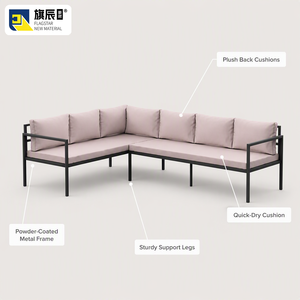 Conjunto Modular de Muebles de Jardín en Forma de L con Cojines Impermeables, para Patio y Parque, Modelo QF-17, Transforma un Patio Vacío en un Espacio Cálido - Product Image 5