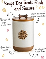 Récipient pour friandises pour chien, pot hermétique avec couvercle, garde au frais |   Boîte de rangement pour biscuits pour chien style ferme, 8 tasses |   Cadeau réutilisable non toxique pour chien