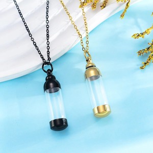 Liontin Guci Kremasi Akrilik Baja Tahan Karat, Tempat Abu, Kalung Kenangan dengan Rantai, Perhiasan Kenang-kenangan - Product Image 2