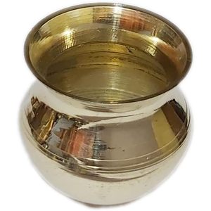 PARIJAT Kalash de latón indio hecho a mano con Lota para festivales y suministros de fiesta de artesanía Puja () - Product Image 1