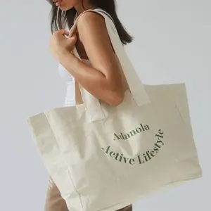 Promotionele Reizen Grote Eco Tas Designer Schattige Custom Logo Gedrukt Wasbaar Duurzaam Doek Blanco Draagtas Katoen Winkelen Canvas Tas