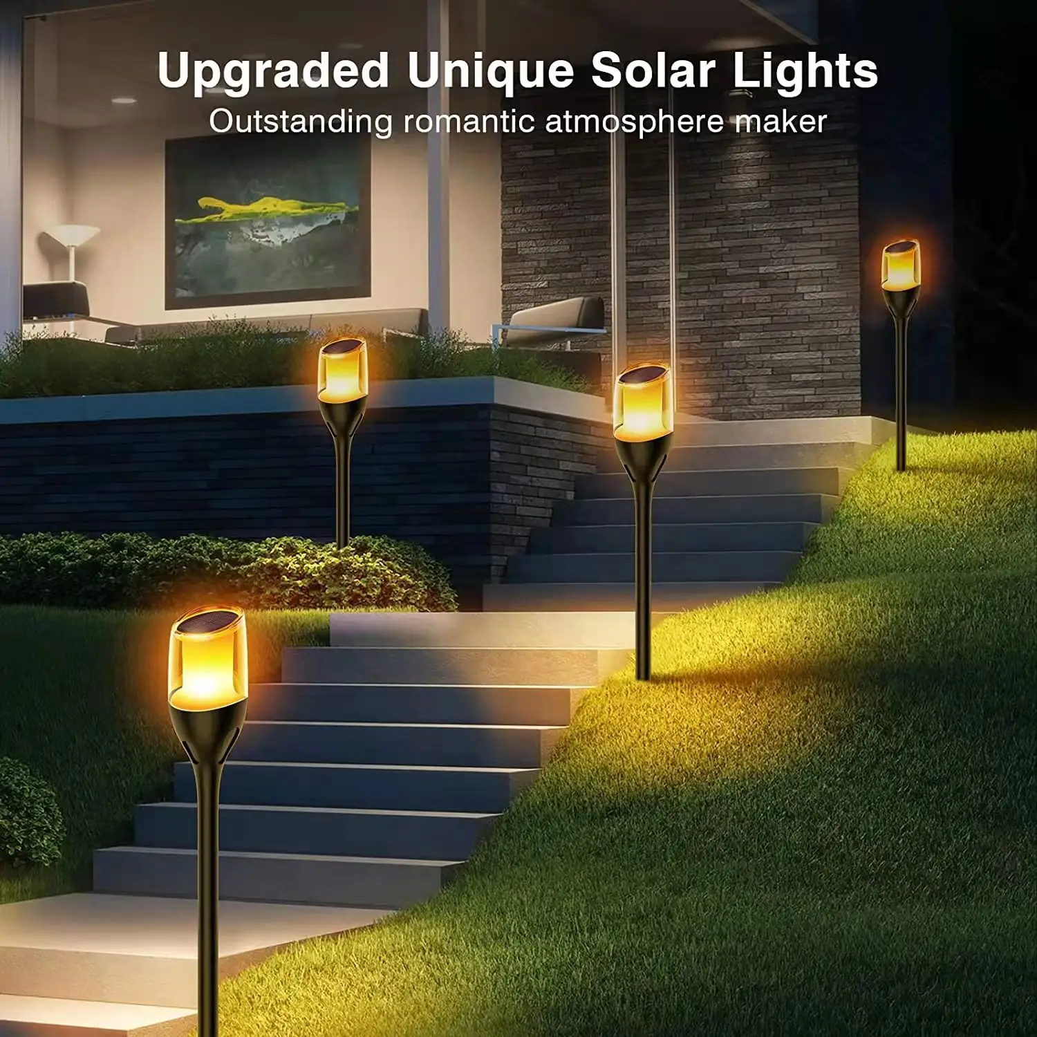 LED 새로운 태양 경경 불꽃 정원 빛 옥외 방수 잔디밭 램프
