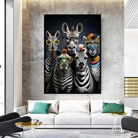 Vente en gros de zèbre peinture à l'huile sur toile Art déco art mural pour salon maison décorative impression jet d'encre travail d'art