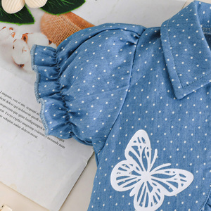 Vestido Casual Vaquero de Manga Corta para Bebé Niña de 3 a 24 Meses, con Flores, Transpirable, de Spandex/Algodón - Product Image 4