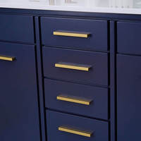 Meuble-lavabo moderne en bois massif étanche avec vasque sur plan, modèle 3D, armoire de salle de bain avec panneau de porte laqué, surface bleu marine