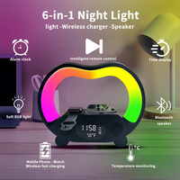 G-Vorm Mobiele Telefoon Oplader 3-In-1 Draadloos Nachtkastje Nachtlampje Digitale Wekker Party-Gebruik Thuis Rgb Lamp Draadloze Luidspreker