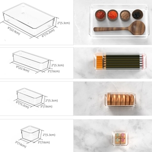 Juego de 28 Organizadores de Cajones de Plástico Transparente, 4 Tamaños, Bandejas Apilables Antideslizantes para Maquillaje, Cocina y Oficina - Product Image 2