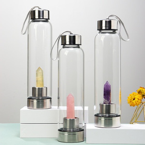 Bottiglia per Infusione di Cristallo di Quarzo Naturale <span class=keywords><strong>Gaia</strong></span> Aura - Flacone in Vetro Borosilicato da 550ml per Yoga, Meditazione e Guarigione dell'Anima - Product Image 4