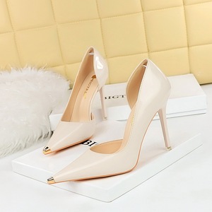 Fashionable, Minimalist, and Sexy Nightclub Showcases Thin <b>Heels</b>, Ultra-high <b>Heels</b>, and Side Cut Metal Single Shoes - Product Image 1
