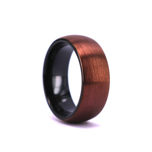 Anello da cerimonia nuziale in carburo di tungsteno con cupola da 8mm, interno nero, Comfort Fit - Product Image 4