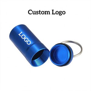Metal Pills Aluminum Bottle <b>Mini</b> Portable Medicine Container <b>Box</b> Waterproof Sealed Ear Plug <b>Storage</b> with Keychain Rings - Product Image 4