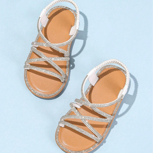 Nouvelles sandales d'été pour filles, à paillettes, avec lanières croisées, décorées d'un bandeau élastique, sandales d'extérieur - Product Image 2