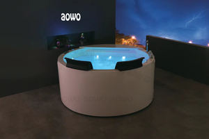 Spa extérieur gonflable pour 2 personnes Jacu-zzier Massage rond Baignoire tourbillon Cascade avec lumières LED de couleur Acrylique haut de gamme - Product Image 4