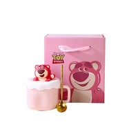 Mug en céramique Winnie l'ourson fraise 320 ml avec couvercle 3D en forme de poupée et cuillère en métal, coffret cadeau dessin animé, tasse à café/eau