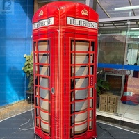 Modèle gonflable géant lumineux LED de 2 m, cabine téléphonique rouge de Londres, kiosque publicitaire gonflable pour exposition en rue/tourisme