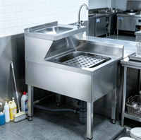Évier autonome en acier inoxydable pour le lavage des légumes et des mains dans les restaurants, avec filtre