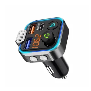 Transmisor <span class=keywords><strong>FM</strong></span> inalámbrico BT5.0 para coche, kit de manos libres para coche, reproductor de Audio MP3 con tipo C PD 20W + QC3.0, modulador <span class=keywords><strong>FM</strong></span> USB rápido - Product Image 1