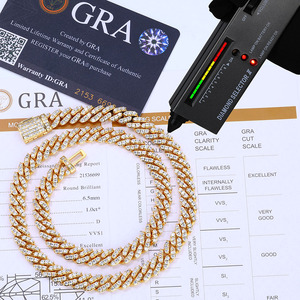 XIYUN <span class=keywords><strong>Cadena</strong></span> Cubana de Alta Calidad Estilo Hip Hop, 8mm de Ancho, Plata de Ley 925 con Moissanita Certificada IGI, Joyería de Lujo - Product Image 3