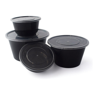 Bol jetable noir en PP épaissi, rond, avec couvercle anti-fuite, pour plats à emporter, soupes, bento, compatible micro-ondes - Product Image 2