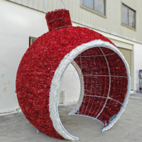 Boule de Noël LED étanche IP65, motif lumineux blanc chaud et rouge, ornement de Noël géant pour affichage extérieur