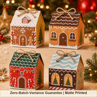 Cajas de Regalo de Cartón con Diseño de Casa de Jengibre, Impresión Mate, Parte Superior Abierta, para Dulces Navideños