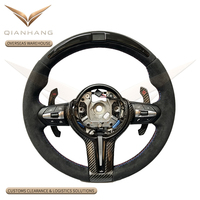 Volant en Alcantara LED pour F30 F10 F12 F15 F36 F20 F22 F25 F26 F32 M3 M5 X5 E70 E90 E91 M Sport, aspect carbone, fond plat