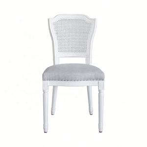 P0038 French Style Antique Elegant Solid Oak Wood Upholstery Carved Rattan Back Dining <strong>Chair</strong> for Home Hotel Farmhouse Courtyard - Product Image 2