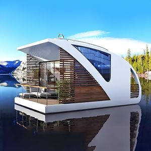 يخت عائم فاخر بتصميم عصري، قارب منزلي ومنصة عائمة، منزل مائي متنقل مسبق الصنع للحفلات وصيد الأسماك - Product Image 6