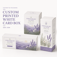 Boîte en carton blanc SBS 18pt pleine couleur pour emballage de thé premium, thé anti-stress et apaisant, petit carton pliable pour la vente au détail