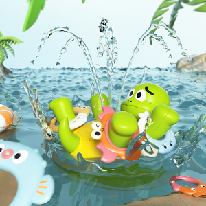 Jouet <span class=keywords><strong>de</strong></span> <span class=keywords><strong>bain</strong></span> tortue en plastique ABS écologique BJQ OEM, arroseur d'eau, jeu <span class=keywords><strong>de</strong></span> lancer d'anneaux pour enfants, emballage en boîte <span class=keywords><strong>de</strong></span> couleur - Product Image 1