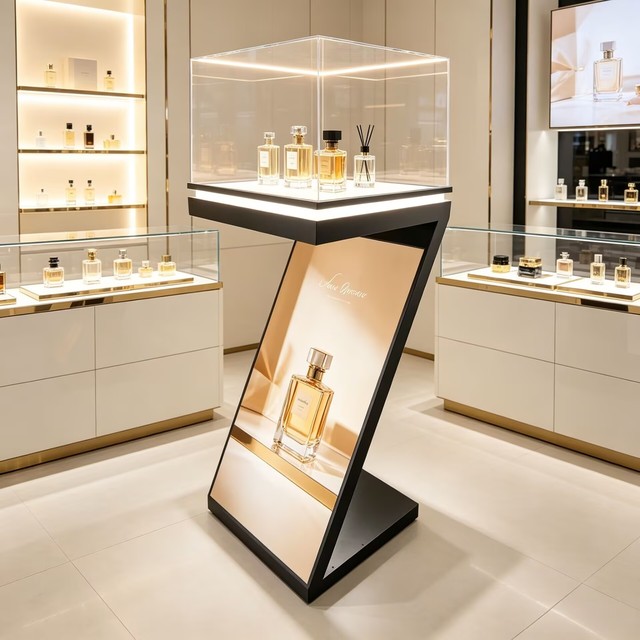 Indoor GOB P1.86 LED Showcase Screen Z Shape LED Digital Signage Advertising Movable Display Billboard Digital Poster