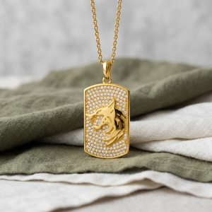 Pendentif RAMDUT IMPEX Chien Loup Glacé en Moissanite Argenté, Style Hip Hop Luxe, Certifié GRA, pour Soirées et Événements, Bijou Tendance Bling - Product Image 4
