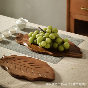 Plateaux de service en bois en forme de feuille, bois d'acacia, de hêtre et de pin, assiettes à dessert et à pâtisserie, style japonais, usage domestique - Product Image 3