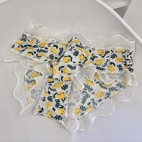 FINETOO 숙녀 원활한 매일 편안한 속옷 귀여운 딸기 프린트 힙 스터 팬티 저층 XS 면 가랑이 팬티 소녀