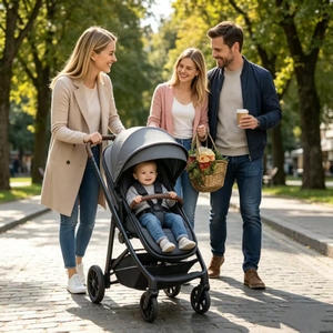 Système de poussette légère avec logo personnalisé, cadre en acier durable, pliable, facile à manier pour les voyages avec bébé - Product Image 6