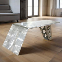 Mobilier d'aviation personnalisé de style industriel bureau fait à la main forme de table d'aile d'avion en aluminium finition antique