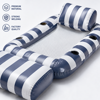 Matelas gonflable de piscine pour adultes, en PVC rayé, avec coussin surélevé et côtés rembourrés, marque privée