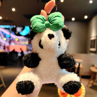 Mini dessin animé chaud kawaii arc Panda poupées peluche porte-clés pendentif sacs à dos sac charme peluches jouets Panda porte-clés
