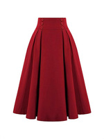 Jupe longue plissée décontractée mi-longue style corset vintage taille haute avec poches pour femme, idéale printemps-automne