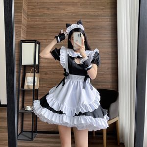 Cat Maid Costume Black And Pink Polyester Cosplay Outfit For Anime Role Playing Spring 2023 - Product Image 1
