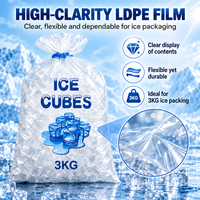 Sac d'emballage pour glace en LDPE robuste, capacité de charge de 3 kg à 7 kg, étanche, pour usine de glace et chaîne du froid, vente en gros (ODM/OEM)