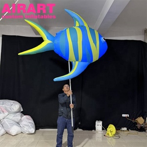 Marioneta Inflable de Pez Tropical con Luz LED, <span class=keywords><strong>Marionetas</strong></span> Inflables de Pez Ángel con Rayas Azules, Tema Oceánico Marino para Desfiles - Product Image 1