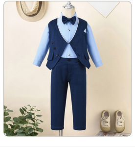 Abbigliamento per Bambini all'Ingrosso: Completo da Gentiluomo per Bambino con Camicia, Papillon e Gilet, Outfit Formale per Matrimonio - Product Image 2