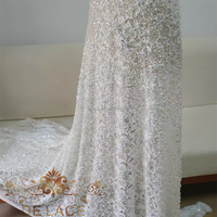 Robe de mariée DELACE JZQ de luxe en dentelle lourde perlée avec broderie florale, perles, sequins et tissu en maille pour mariages