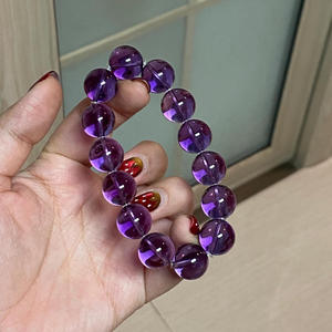 สร้อยข้อมืออะเมทิสต์ธรรมชาติจากบราซิลและอุรุกวัย ระดับการสำเร็จการศึกษา  แบบห่วงเดี่ยว  ความบริสุทธิ์เต็มที่  ไนน์เพอร์เพิล  ลี่ไฟ  นำโชค  สีม่วงเข้ม - Product Image 1