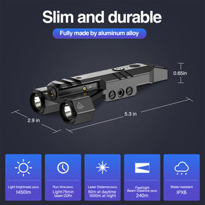 2024 गर्म वस्तु रिचार्जेबल सामरिक फ्लैशलाइट लेजर कॉम्बो डुअल लेंस 1450 लुमेन के साथ लुमेन - Product Image 3