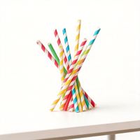 Pailles en papier jetables écologiques Lides à rayures rouges, style simple paroi, pour boissons et cola