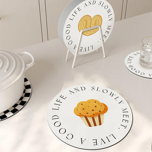 Sous-verre rond en forme de raisin rouge, imprimé numériquement, doux et absorbant, pour salle à manger - Product Image 3