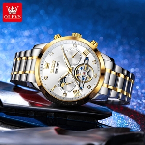 Envío Directo de Reloj de Lujo para Hombre, Nuevo, con Fase Lunar, Diseño de Rueda Volante Hueca, Mecánico Automático Exclusivo, Acero Inoxidable, Resistente al Agua 3BAR - Product Image 5